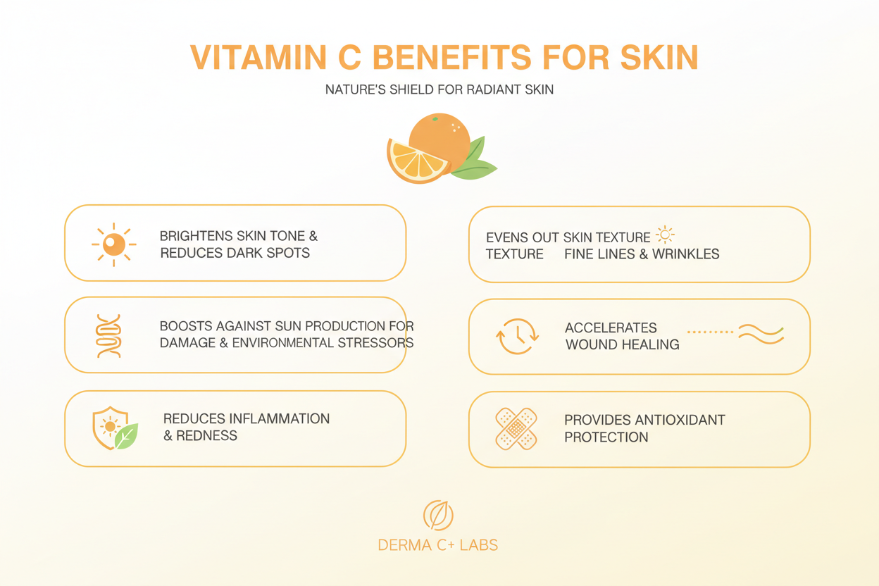 Create and info sheet with the benefits of vitamin c on skin